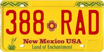 NM license plate 388RAD