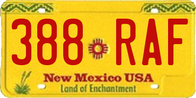 NM license plate 388RAF