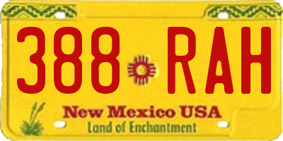 NM license plate 388RAH