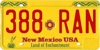 NM license plate 388RAN