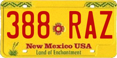 NM license plate 388RAZ