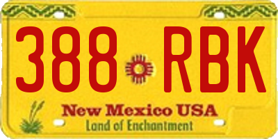 NM license plate 388RBK