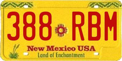 NM license plate 388RBM