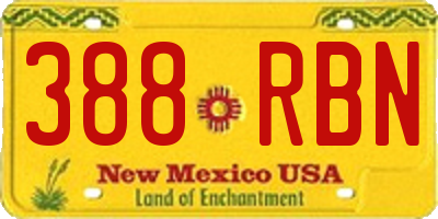 NM license plate 388RBN