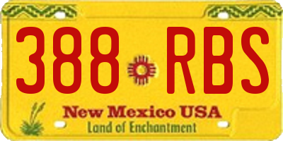 NM license plate 388RBS