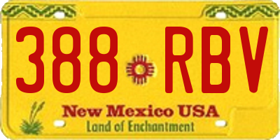 NM license plate 388RBV