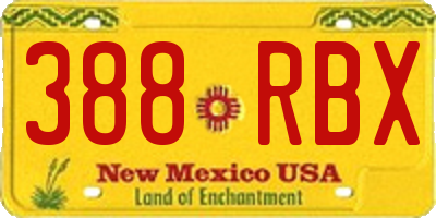 NM license plate 388RBX