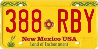 NM license plate 388RBY