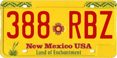 NM license plate 388RBZ
