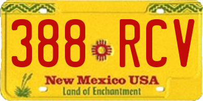 NM license plate 388RCV