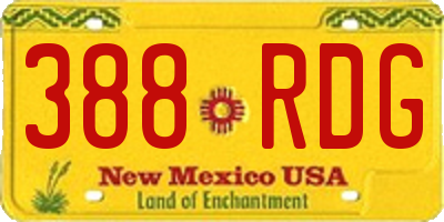 NM license plate 388RDG