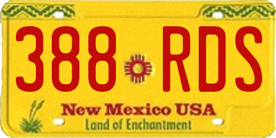 NM license plate 388RDS