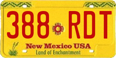 NM license plate 388RDT