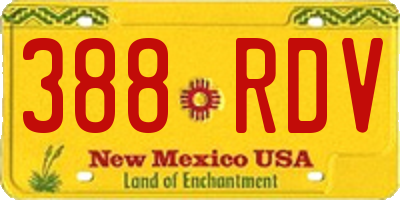 NM license plate 388RDV