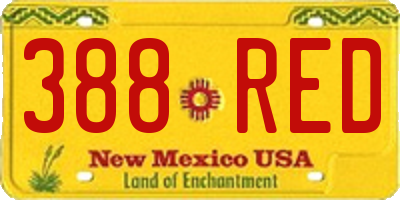 NM license plate 388RED