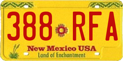 NM license plate 388RFA