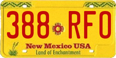 NM license plate 388RFO