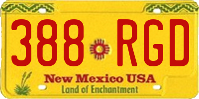 NM license plate 388RGD