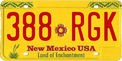 NM license plate 388RGK
