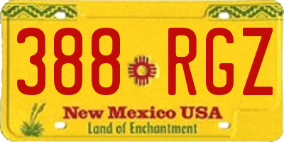NM license plate 388RGZ