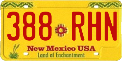 NM license plate 388RHN