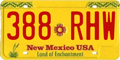 NM license plate 388RHW