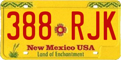 NM license plate 388RJK