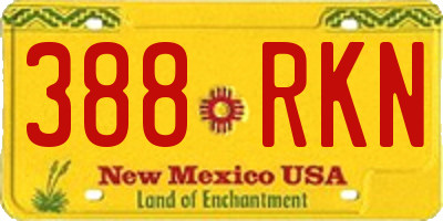 NM license plate 388RKN
