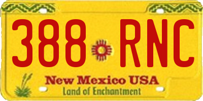 NM license plate 388RNC