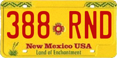 NM license plate 388RND