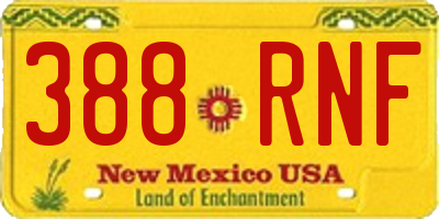 NM license plate 388RNF