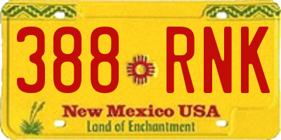 NM license plate 388RNK