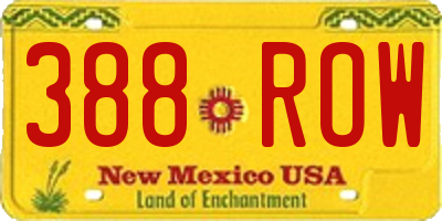 NM license plate 388ROW