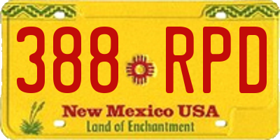NM license plate 388RPD