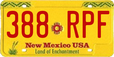 NM license plate 388RPF