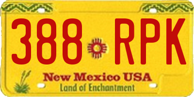 NM license plate 388RPK