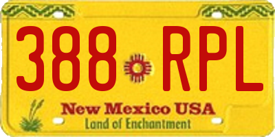 NM license plate 388RPL