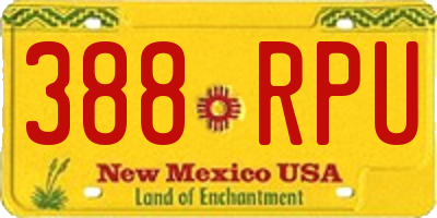 NM license plate 388RPU