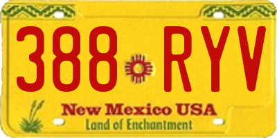 NM license plate 388RYV