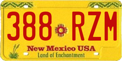 NM license plate 388RZM