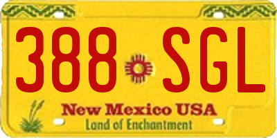 NM license plate 388SGL