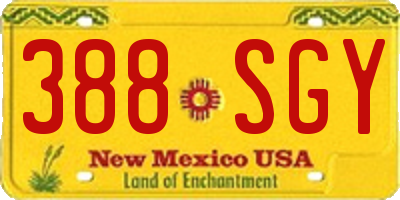 NM license plate 388SGY
