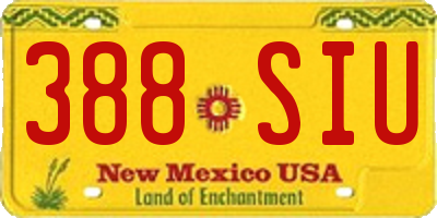 NM license plate 388SIU