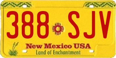 NM license plate 388SJV
