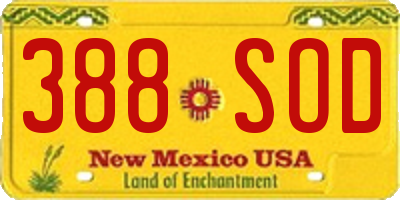 NM license plate 388SOD