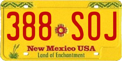 NM license plate 388SOJ