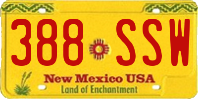 NM license plate 388SSW
