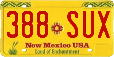 NM license plate 388SUX