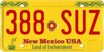 NM license plate 388SUZ