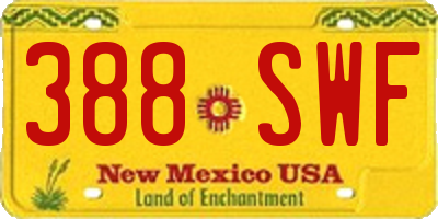 NM license plate 388SWF